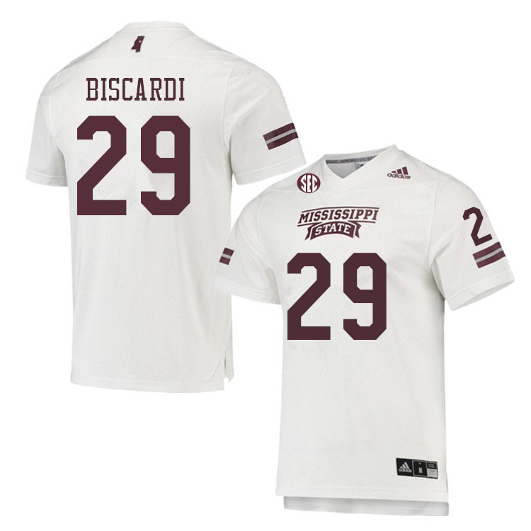 Men #29 Massimo Biscardi Mississippi State Bulldogs College Football Jerseys Sale-White